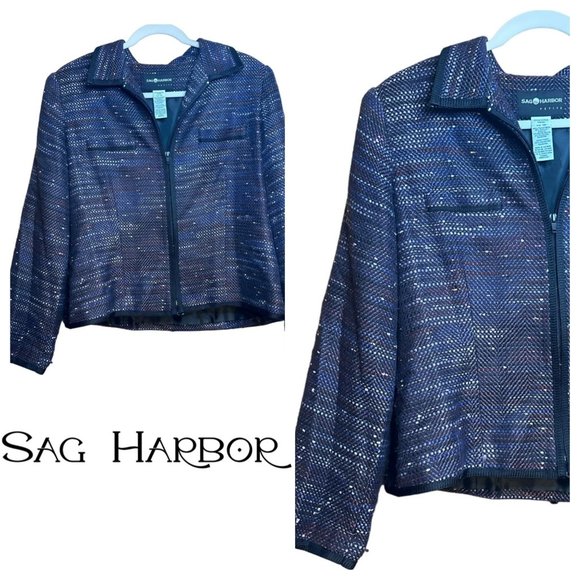 Sag Harbor Ladies Business Career Layering Zip Up Jacket Size 14 Petite - Picture 1 of 5